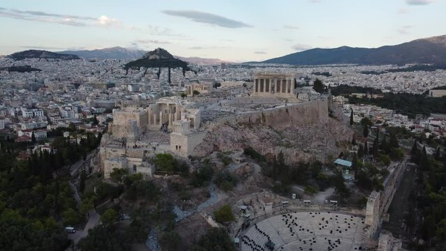Acropolis and Parthenon Temple in Athens Aerial View, Greece