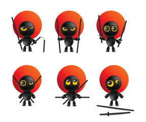 Ninja warrior cartoon illustrations