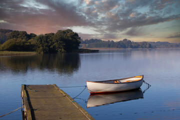 Obraz premium Lake and boat in Denmark in Autumn