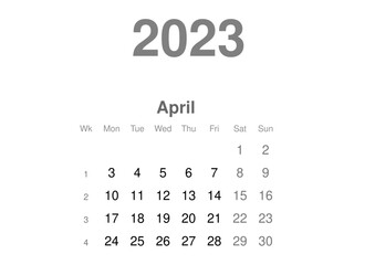 kalendarz EN -2023 - 04 - obrazy, fototapety, plakaty