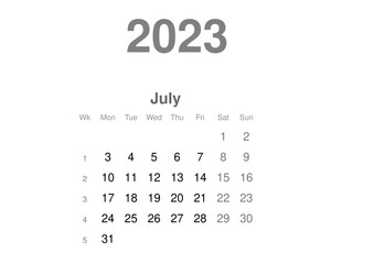 kalendarz EN -2023 - 07 - obrazy, fototapety, plakaty