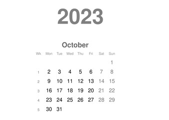 kalendarz EN -2023 - 10 - obrazy, fototapety, plakaty