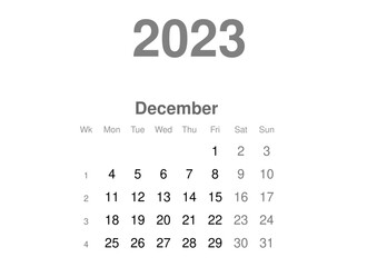 kalendarz EN -2023 - 12 - obrazy, fototapety, plakaty
