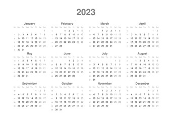 kalendarz EN -2023 - year 01 - obrazy, fototapety, plakaty