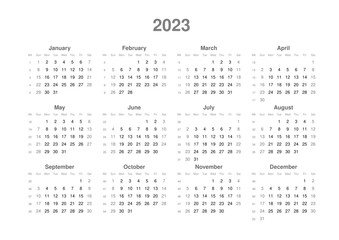 kalendarz EN -2023 - year 02 - obrazy, fototapety, plakaty