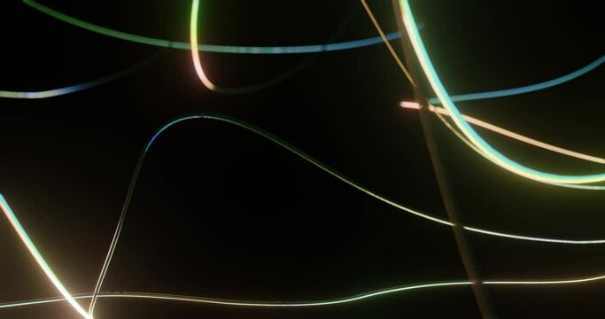 3d render with curved multicolored lines, soft focus