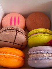 Colorful macarons in a box from the Vancouver market