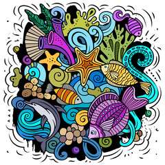 Obraz na płótnie Canvas Sea Life cartoon vector illustration