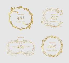 Collection of personal wedding monograms. Set of vintage vector templates  with your initials