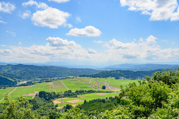 Fototapeta na wymiar 新潟　山本山展望台から見る田園風景