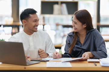 Business team hands at working with financial plan, meeting, discussion, brainstorm with tablet on office desk, Meeting concept