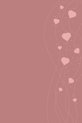 beautiful minimal style pink background with hearts and blank space
