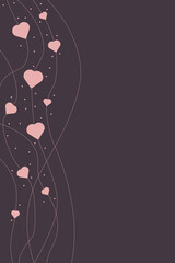 dark grey and pastel pink hearts background for valentine day card with text space