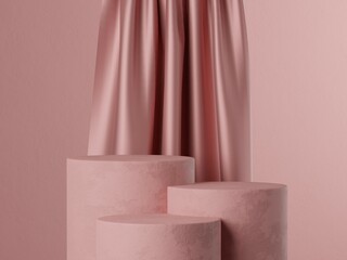 Empty 3D display product minimal scene with geometric podium platform.Cosmetics or beauty product promotion mockup. 3D render illustration.