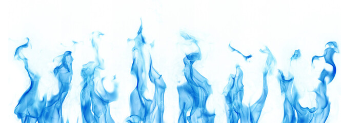 six blue fires isolated on white