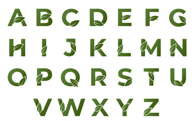 Initial letter with leaf set. eco alphabet design. isolated vector image