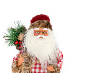 santa Claus on a white background. Santa Claus toy on a white background for postcards