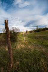 Fototapeta premium Wooden fence on farm with natural background