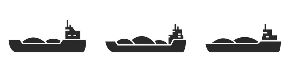 Fototapeta na wymiar barge icon set. river cargo vessel and water transportation symbols. isolated vector images