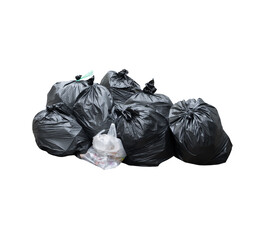 pile of garbage black bag  isolated on white background