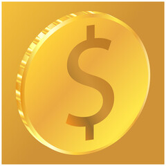 3D money dollar coin icon, illustration. suitable for many purposes.