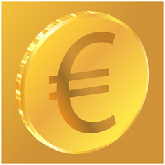 3D money euro coin icon, illustration. suitable for many purposes.