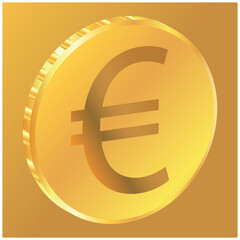 3D money euro coin icon, illustration vector. suitable for many purposes.