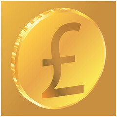 3D money Pound Sterling coin icon, vector illustration. suitable for many purposes.