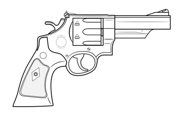 Vector illustration of the 44 magnum Smith & Wesson M29 revolver with short barrel on the white background.