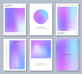 Set Of Elegant Holographic Gradient Poster Background Design