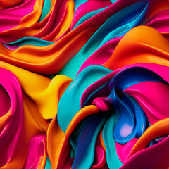 Seamless pattern flows of multi-colored paint. Background from oil paint, gouache, watercolor, colored liquid, splatter drops and swirls.