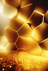 Beautiful golden hexagonal honeycomb background.
