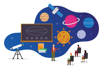 Astronomy lesson 2d vector illustration concept for banner, website, illustration, landing page, flyer, etc.