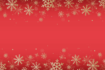 Golden Christmas snowflakes. Layout of a greeting card. Vector illustration