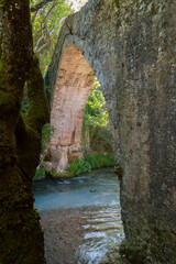 Atsicholou stone bridge over Lousios river near Karytaina, Arcadia, Greece