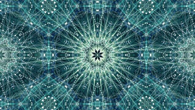 Animation render of abstract particles forming geometric patterns