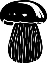 linocut sillhouette of a mushroom