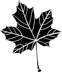 Maple leaf silhouette in linocut style  - 540432766