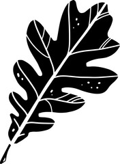 oak leaf linocut style sillhouette element - 540432769