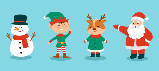 Hand drawn christmas character flat