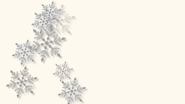 クリスマス 雪の結晶 グレー 左 大 雪が降る 【背景 オフホワイト】