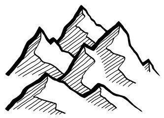 Mountains graphic black white landscape sketch illustration vector 