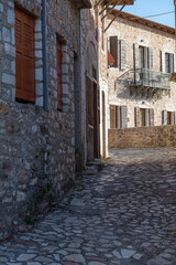 Naklejka na ściany i meble Dimitsana village traditional architecture and paved alleys in Arcadia, Greece