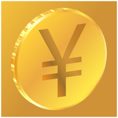 3D money Yuan and Yen coin icon, illustration. suitable for many purposes.