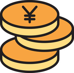 pile of yuan coins icon illustration
