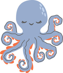 Children's vector illustration. Cute smiling octopus. Illustration for children's products 