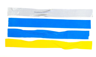 Set of color banners blue gray yellow scotch tape- sticky tape cut on white background. can use business-paperwork-banner products	
