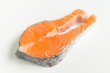 Fresh salmon white background close up