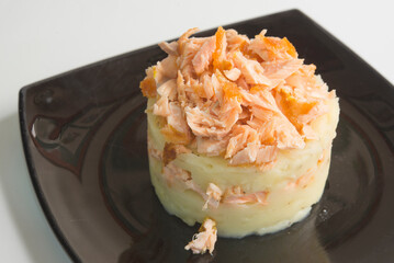 salmon and mashed potato tartare