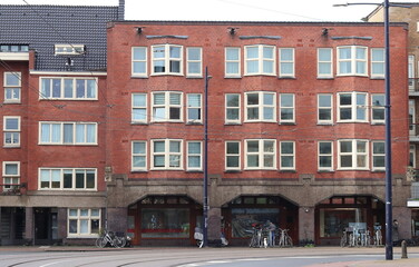 Obraz premium Amsterdam Mercatorplein Red Brick Building Facade, Netherlands